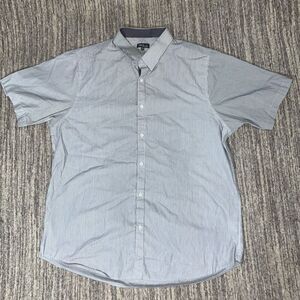 Galaxy by Harvic Mens XXL Button Front Shirt Black White Stripe‎ Short Sleeves